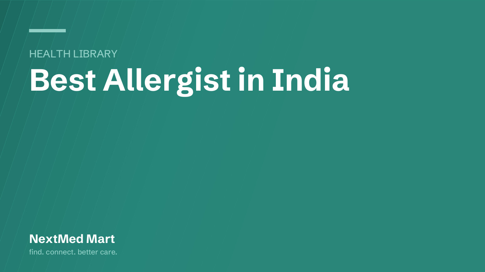 Title card for the NextMed Mart article “Best Allergist in India”, in the Health library section.