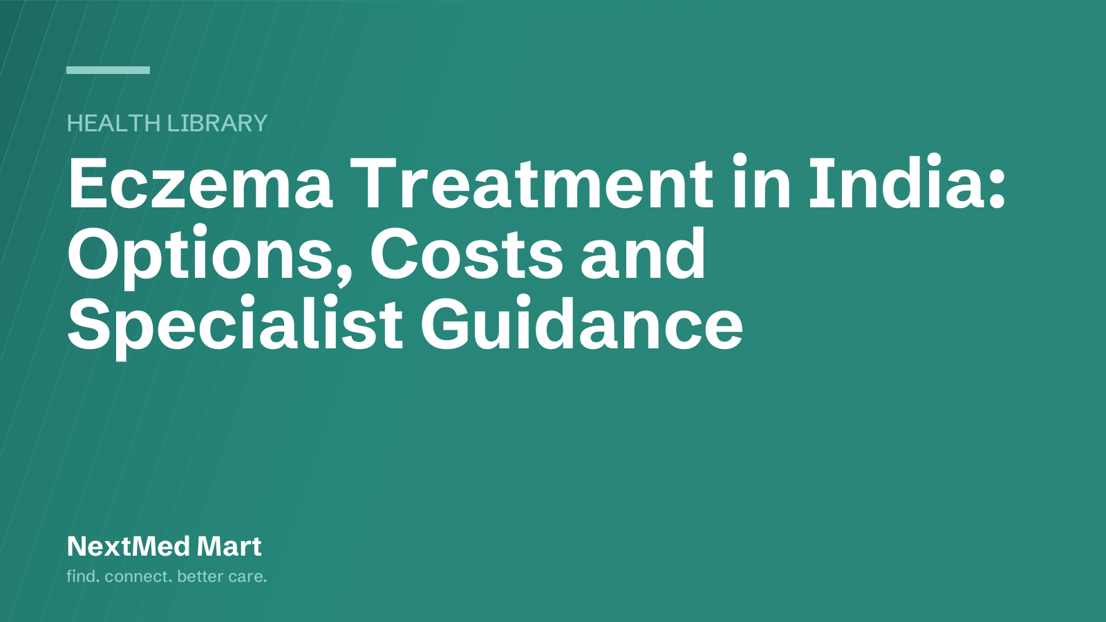 Title card for the NextMed Mart article “Eczema Treatment in India: Options, Costs and Specialist Guidance”, in the Health library section.